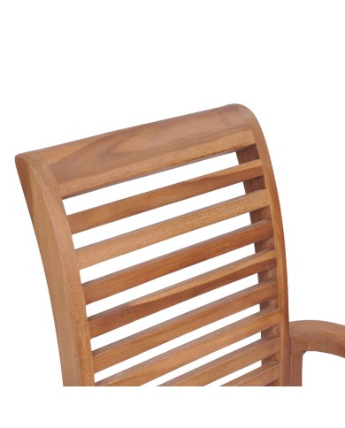 Chaises de salle à manger empilables 4 pcs Teck massif