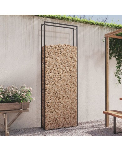 Portant de bois de chauffage Noir mat 110x28x312 cm Acier