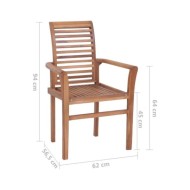 Chaises de salle à manger empilables 4 pcs Teck massif