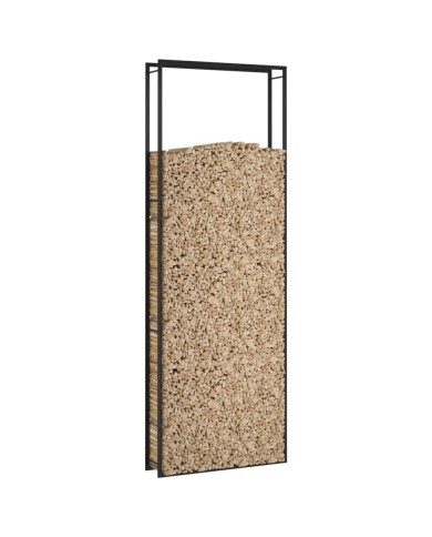 Portant de bois de chauffage Noir mat 110x28x312 cm Acier
