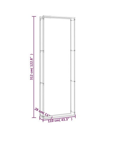 Portant de bois de chauffage Noir mat 110x28x312 cm Acier
