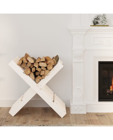 Porte-bûches Blanc 47x39,5x48 cm Bois massif de pin