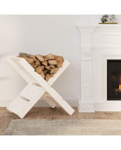 Porte-bûches Blanc 47x39,5x48 cm Bois massif de pin