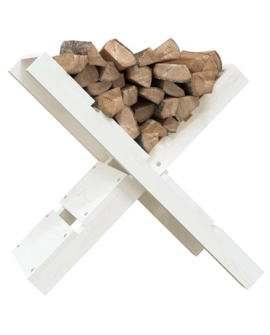 Porte-bûches Blanc 47x39,5x48 cm Bois massif de pin