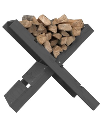 Porte-bûches Gris 47x39,5x48 cm Bois massif de pin