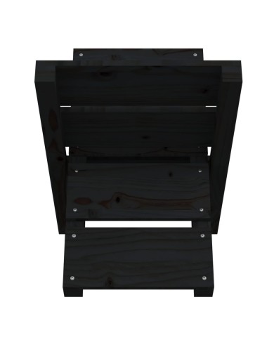 Porte-bûches Noir 47x39,5x48 cm Bois massif de pin
