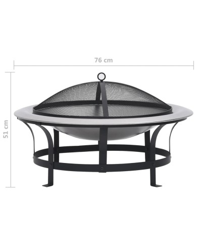 Foyer extérieur avec gril en acier inoxydable 76 cm
