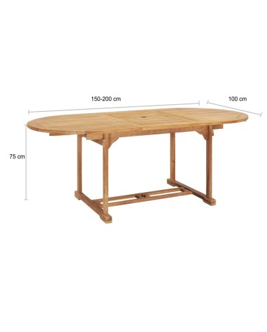 Table de jardin extensible 150-200x100x75 cm Teck solide