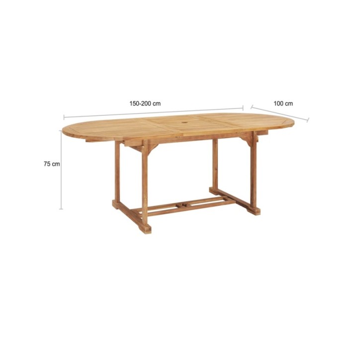Table de jardin extensible 150-200x100x75 cm Teck solide