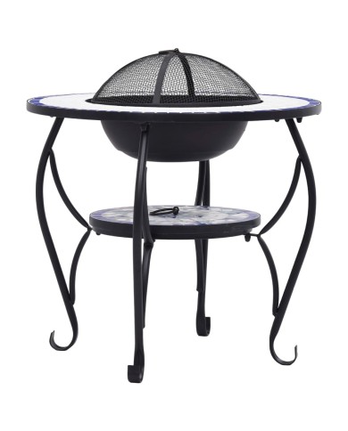 Table de foyer mosaïque Bleu et blanc 68 cm Céramique