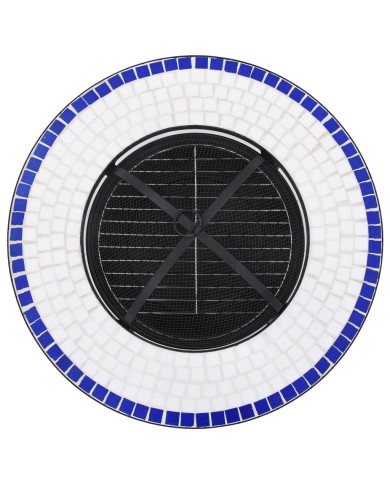 Table de foyer mosaïque Bleu et blanc 68 cm Céramique