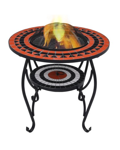 Table de foyer mosaïque Terre cuite et blanc 68 cm Céramique