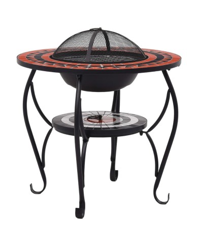 Table de foyer mosaïque Terre cuite et blanc 68 cm Céramique