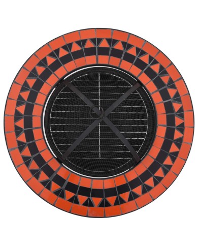Table de foyer mosaïque Terre cuite et blanc 68 cm Céramique