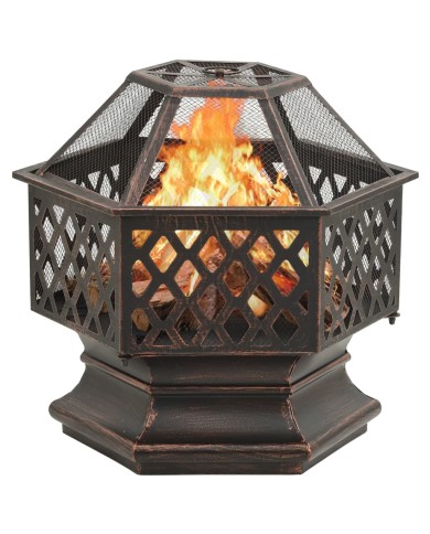Foyer rustique avec tisonnier 62x54x56 cm XXL Acier