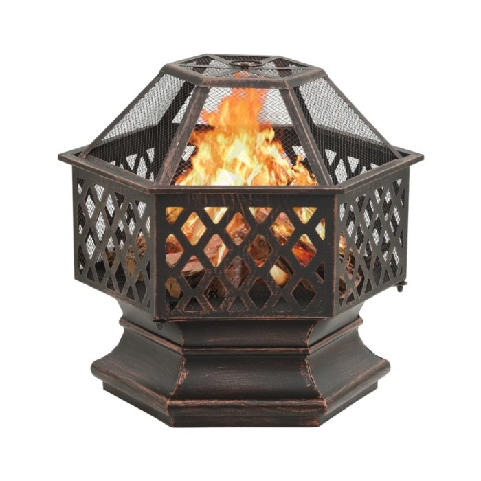Foyer rustique avec tisonnier 62x54x56 cm XXL Acier