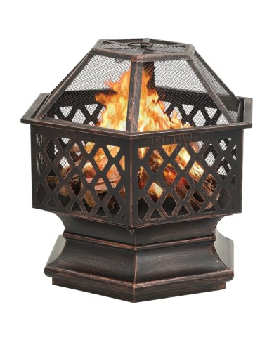 Foyer rustique avec tisonnier 62x54x56 cm XXL Acier