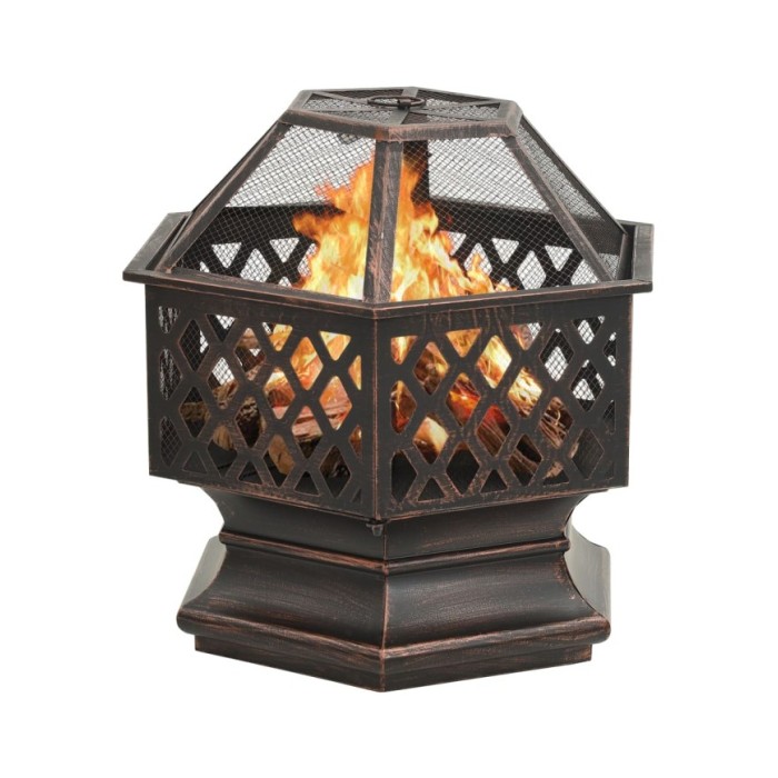 Foyer rustique avec tisonnier 62x54x56 cm XXL Acier