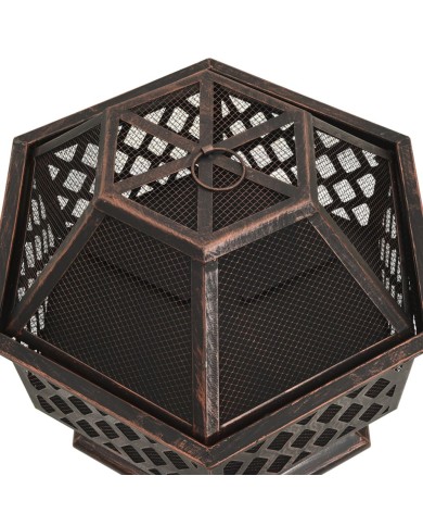 Foyer rustique avec tisonnier 62x54x56 cm XXL Acier