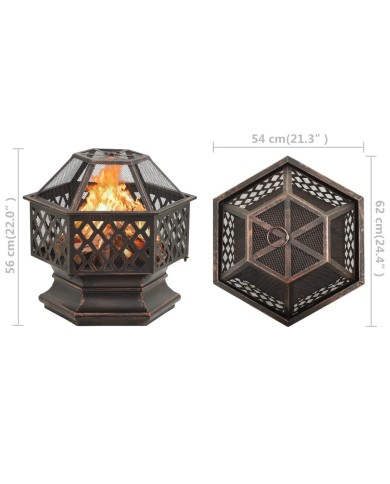 Foyer rustique avec tisonnier 62x54x56 cm XXL Acier