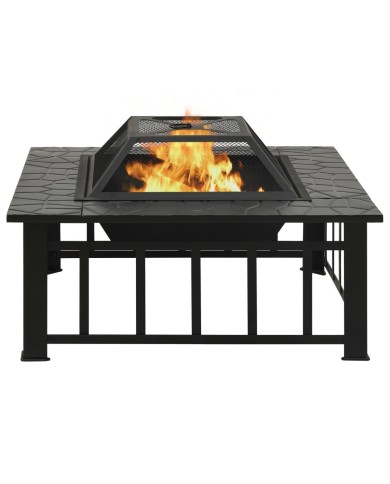 Foyer de jardin avec tisonnier 81x81x47 cm XXL Acier