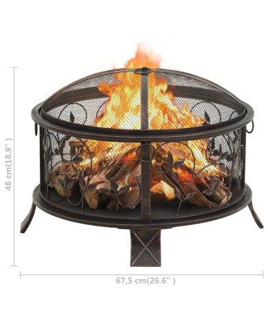Foyer rustique avec tisonnier 67,5 cm XXL Acier