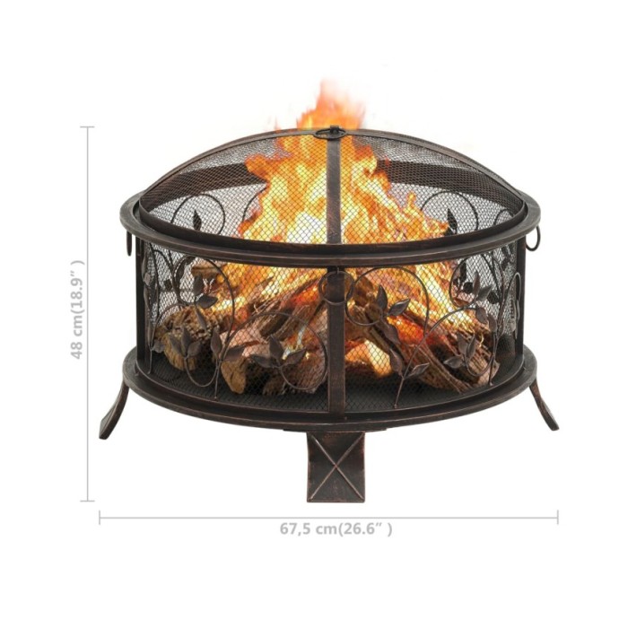 Foyer rustique avec tisonnier 67,5 cm XXL Acier