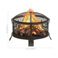 Foyer rustique avec tisonnier 67,5 cm XXL Acier