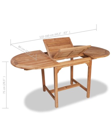 Mobilier à dîner d'extérieur 7 pcs Bois de teck solide