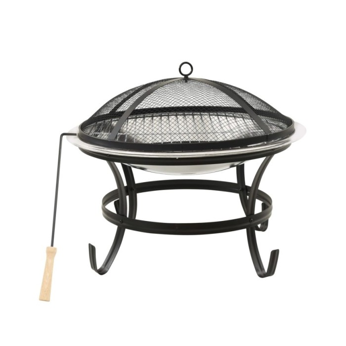 Foyer et barbecue avec tisonnier 2 en 1 56x56x49 cm Inox