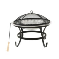 Foyer et barbecue avec tisonnier 2 en 1 56x56x49 cm Inox