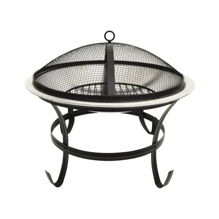 Foyer et barbecue avec tisonnier 2 en 1 56x56x49 cm Inox