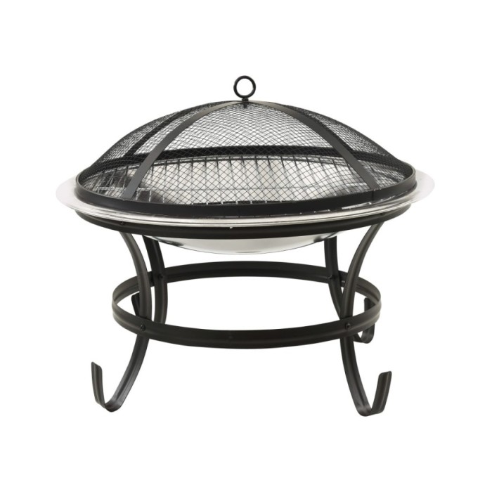 Foyer et barbecue avec tisonnier 2 en 1 56x56x49 cm Inox