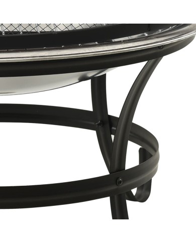 Foyer et barbecue avec tisonnier 2 en 1 56x56x49 cm Inox