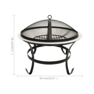 Foyer et barbecue avec tisonnier 2 en 1 56x56x49 cm Inox