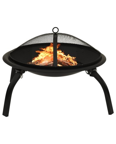 Foyer et barbecue avec tisonnier 2 en 1 56x56x49 cm Acier
