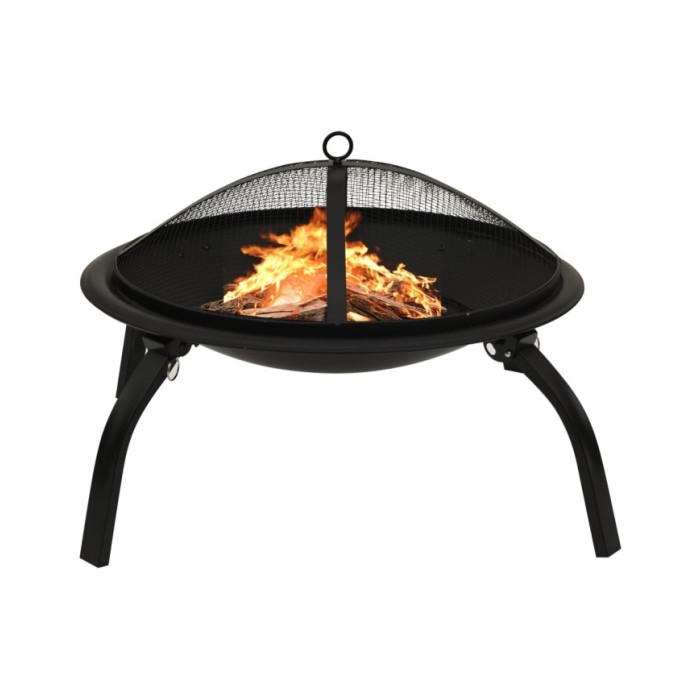Foyer et barbecue avec tisonnier 2 en 1 56x56x49 cm Acier