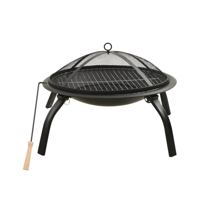 Foyer et barbecue avec tisonnier 2 en 1 56x56x49 cm Acier