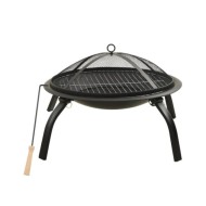 Foyer et barbecue avec tisonnier 2 en 1 56x56x49 cm Acier