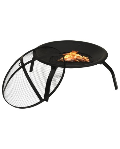 Foyer et barbecue avec tisonnier 2 en 1 56x56x49 cm Acier
