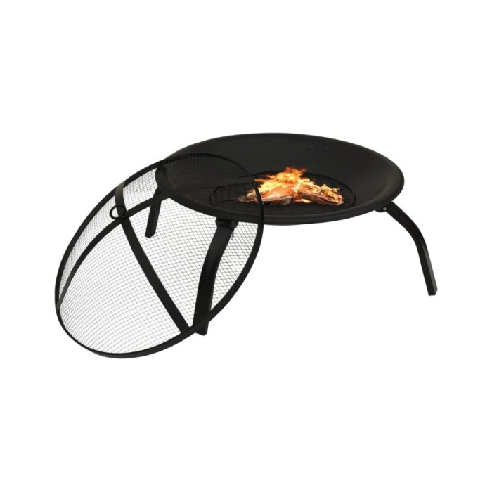 Foyer et barbecue avec tisonnier 2 en 1 56x56x49 cm Acier