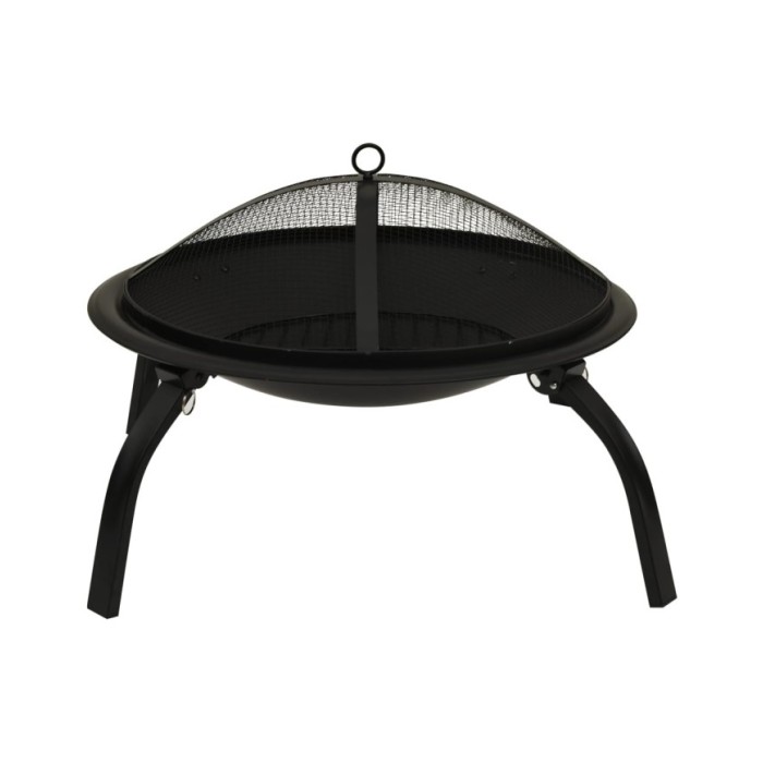 Foyer et barbecue avec tisonnier 2 en 1 56x56x49 cm Acier
