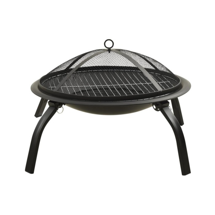Foyer et barbecue avec tisonnier 2 en 1 56x56x49 cm Acier