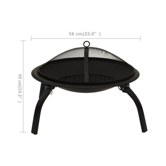 Foyer et barbecue avec tisonnier 2 en 1 56x56x49 cm Acier