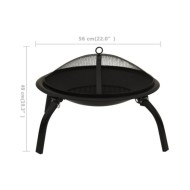 Foyer et barbecue avec tisonnier 2 en 1 56x56x49 cm Acier