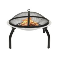 Foyer et barbecue avec tisonnier 2 en 1 56x56x49 cm Inox