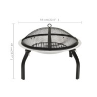 Foyer et barbecue avec tisonnier 2 en 1 56x56x49 cm Inox