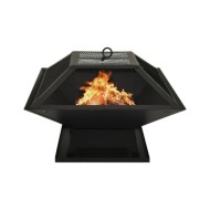 Foyer et barbecue avec tisonnier 2 en 1 46,5x46,5x37 cm Acier