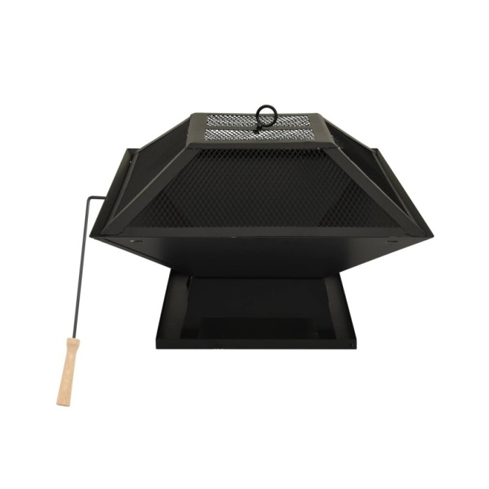 Foyer et barbecue avec tisonnier 2 en 1 46,5x46,5x37 cm Acier