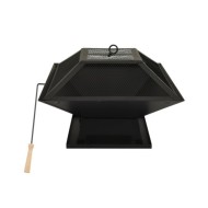 Foyer et barbecue avec tisonnier 2 en 1 46,5x46,5x37 cm Acier